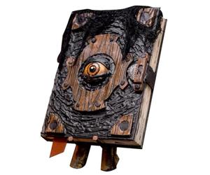 Livre des Damnés avec Œil De Démon - Décoration d'halloween Contre Le Mauvais Œil | Décoration De Sorcière Grimoire Spellbook | Livre Maudit Noir Fait À La Main, pour Atmosphère De Maison, Accessoire