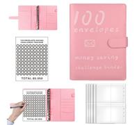 Livre des défis d'épargne, 100 enveloppes Défi d'économie d'argent - Classeur économique avec 100 enveloppes,Livret d'économie de reçus de caisse et de factures avec fente pour carte pour les élèves d