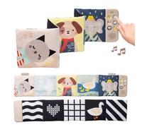 Taf Toys Livre des Sons Apaisants Bébé - Livre Musical en Tissu Double Face - 12 Sons & Mélodies - Noir & Blanc + Couleurs - À Fixer au Lit ou Poussette - Dès la Naissance 13835