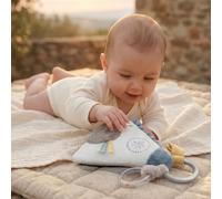 Noukie's - Mon 1er Livre d'Activités Bébé - Livre d'Éveil Sensoriel en Tissu Raku, Lino & Pico - Jouet d'Éveil dès la Naissance jusqu'à 12 Mois