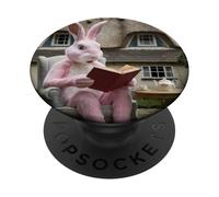 Livre d'histoires Pink Bunny Reading Tea Cottage PopSockets PopGrip Adhésif