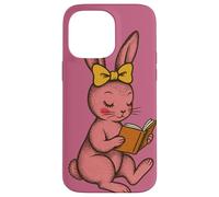Livre d'histoires rétro style années 50 avec lapin rose Coque pour iPhone 14 Pro Max