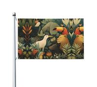 Livre d'images double face 91 x 152 cm Drapeau imprimé du monde animal Décoration de fête Drapeau avec œillets Convient pour les fêtes et les décorations de terrasse