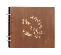 Livre d'invité pour réception de mariage | Articles de registre avec couverture en bois, livres de mariage à signer | pour anniversaires, enterrements de vie de jeune fille
