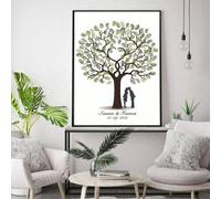 Livre d'invités de mariage personnalisé avec arbre à empreintes digitales sur canevas, affiche murale, livre d'invités alternatif, décoration commémorative de mariage, souvenir de mariage 50*70cm (toi