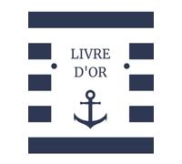 Livre d'Or: 100 pages grand format | thème marin, nautique, mer, bleu, océan | 200 mots d'invités | avec emplacements photos instantanées