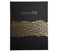 Exacompta - Réf. 47981E - Livre d'or ARAMY - 100 pages tranche or unies blanches - format 27 x 22 cm - couverture imprimée motif feuilles de palmier - marquage or rosé