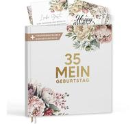 Livre d'or 35ème anniversaire avec étiquettes de vin - Livre de souvenirs vintage - Cadeau pour la famille et les amis à remplir sans questions - Couverture rigide vierge 72 pages (35 Mon anniversaire