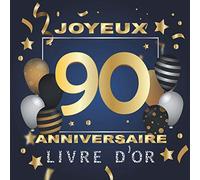 Livre d'or 90 ans joyeux anniversaire: Idée cadeau pour le 80ème Anniversaire I Souvenir fête Décoration I Mamie et papy I Félicitations écrites I ... Bleu I Ornements argentés I Homme et femme