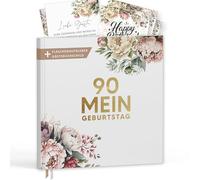 Livre d'or 90e anniversaire avec étiquettes de vin - Livre de souvenirs vintage - Cadeau pour la famille et les amis à remplir sans questions - Couverture rigide vierge 72 pages (90 Mon anniversaire