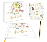 Livre D'or Album Photo Scrapbooking Mariage Anniversaire Vierge Scrapbook Retraite Bapteme Cadeau Décoration Florale 120 Pages 8 Stickers