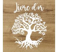 Livre d'Or - Arbre de Vie: Blanc & Bois | Mariage, communion, baptême, anniversaire, baby shower, EVJF, départ, retraite | 100 pages à remplir | Format carré | Pages vierges | Style Naturel