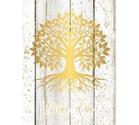 Livre d'or arbre de vie: Bois blanc et or, doré | Couverture RIGIDE | A personnaliser pour mariage, anniversaire, communion, baptême, baby shower, pot ... naissance | Grand format, pages vierges