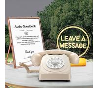 Livre d'or audio pour la mode de mariage avec panneau LED RVB gratuit et cadre photo en métal, livre d'or, enregistrement téléphonique, message vocal personnalisé pour votre fête de mariage (beige)