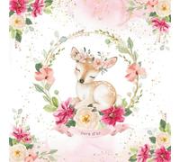 Livre d'Or: Biche, Faon, Fleurs, Rose, Doré, Animaux de la Foret | Baptême, Anniversaire Fille, Bébé, Enfant, Baby Shower, Fête Naissance, Gender ... | Format Carré | Blanc, Rose, Doré, Or