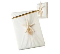 Livre D'or Blanc pour Plage Mariage Registre de Présence Style en Tissu