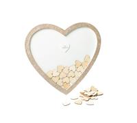 Livre d'or cadre pailleté avec cœurs en bois 37 x 40 cm - Blanc