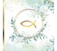 Livre d'or: Communion, Baptême, Confirmation | Eucalyptus, Poisson Doré, Vert et Or | 100 Pages Vierges à Personnaliser | Style Doré, Elégant et ... Vert Sauge | Couverture Souple, Format Carré
