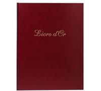 Exacompta – Livre d'or Alpille 27 x 22 cm cuir rouge tranche or 140 pages papier vergé ivoire