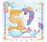 Livre d'or d'anniversaire 5 ans pour fille: 120 pages Intérieur Décoré Espace messages et photos