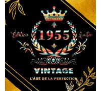 Livre d'or d'anniversaire 70 ans 1955 retro design: 120 pages blanches vierges/ Format carré 21 cm / Couverture souple