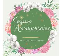 Livre d'or d'anniversaire: Souvenir d'anniversaire pour femme - Vert sauge et fleurs aquarelle orchidée