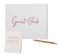 Livre d'or de mariage - 17,8 x 22,9 cm, 100 pages en papier épais avec couverture rigide en feuille d'or, souvenir personnalisé pour réception, fête prénatale, anniversaire, anniversaire