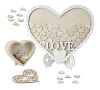 Livre d'or de mariage alternatif avec 65 cœurs en bois, décorations de mariage rustiques pour anniversaire de mariage