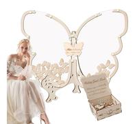 Livre d'or de mariage - Alternative - Motif papillon magique - Livre d'or de mariage - Livre d'or de mariage - Livre d'or - En bois - 30 x 28 x 16 cm