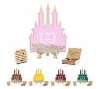 Livre d'or de mariage au pays des merveilles - Alternative au livre d'or de mariage - Boîte de dépôt de château avec 30 à 100 cœurs en bois - Alternative au livre d'or de mariage