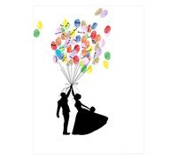 Livre d'or de mariage avec 6 couleurs d'encre DIY - Arbre d'empreintes digitales de mariage - Livre d'or pour empreintes digitales - 30 x 40 cm - Ballons