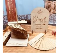 Livre d'or de mariage décorations de Noël Halloween avec 72 coeurs en bois signe pour fête d'anniversaire remise des diplômes bébé douche décor rustique idyllique (Rectangle)