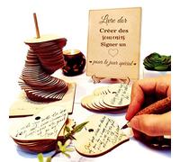 Livre d'or de mariage décorations de Noël Halloween avec 72 coeurs en bois signe pour fête d'anniversaire remise des diplômes bébé douche décor rustique idyllique