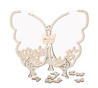Livre d'or de mariage en bois - 30 x 28 x 16 cm - Cadre papillon rustique | Boîte à message souvenir avec cœurs | Décoration de signature alternative pour mariée et marié | Centre de table