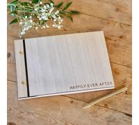 Livre D'or De Mariage En Bois « Happily Ever After » Avec 32 Pages Vierges, Neutral