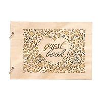 Livre d'or de Mariage en Bois, Invitations de Mariage Cartes Livre d'or de Mariage, Artisanat Rustique Album Photo Romantique de Fête Fiançailles pour Registres Signe Invité, Anniversaires