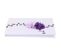 Livre d'or de mariage en dentelle blanche avec fleurs violettes