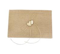 Livre D'or de Mariage en Toile de Jute, Cœur Bois, Léger