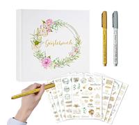 Livre d'or de Mariage | Fournitures de fête Florale avec stylos | Album Photo et Livre de Souvenirs | pour Mariage, Shower, fiançailles, cérémonie, renouvellement de vœux, réunion de Famille F