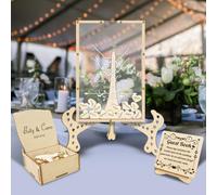 Livre d'or de mariage personnalisé, cadre pour livre d'or avec rectangulaire pour réception de mariage, cadre pour panneau de mariage, livre d'or pour fête, 50-100 cœurs