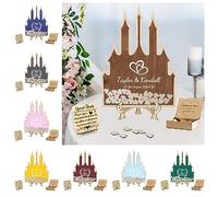 Livre d'or de mariage personnalisé en bois style Château de conte de fées Alternative boîte de réception pour la douche nuptiale anniversaire de 15 ans livre d'or commémoratif pour le couple amoureux