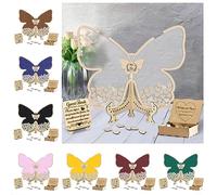 Livre d'or de mariage personnalisé en forme de papillon alternatif avec 30/50/80/100 livres d'or en forme de cœur