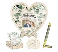 Livre d'or de mariage - Signes de table décoratifs | Signe romantique de bureau en forme de cœur, mère de bureau en bois, décoration intérieure pour enterrement de vie de jeune fille