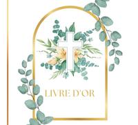 Livre d'Or: Doré, Blanc, Feuillage Vert | Intérieur COULEUR | Cérémonie, Fête |100 pages décorées à personnaliser avec Photos, Souvenirs, Félicitations | Format Carré |