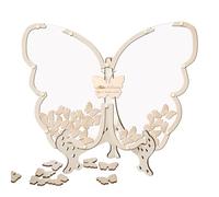 Livre d'or en bois en forme de papillon - Album d'inscription élégant pour mariages, anniversaires, remises de diplômes, anniversaires, fêtes, notes de souvenirs, station décorative personnalisée pour