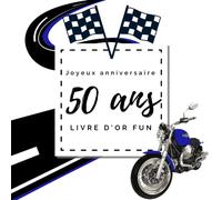 Livre d'or fun - 50 ans - Joyeux anniversaire: 70 pages avec des questions pour inspirer vos invités - 21 x 21 cm thème moto routière