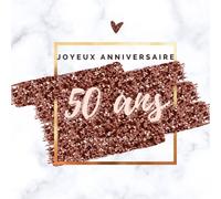 Livre d'or fun - 50 ans - Joyeux anniversaire: 70 pages avec des questions pour inspirer vos invités - 21 x 21 cm design or rose