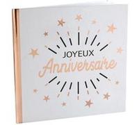 SANTEX 6651-20, Livre d'or Joyeux Anniversaire étincelant, Blanc/Rose Gold