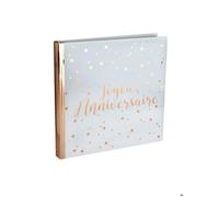 Livre d'or Joyeux anniversaire rose gold 24 x 24 cm - Blanc