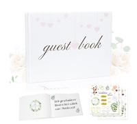 Livre d'or Mariage avec Sticker Mariage Guest Book avec 100 Pages Blanches Livre d'or Personnalisé pour Anniversaire Champêtre Bapteme Fiançailles